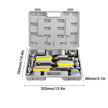 7PCS Automotive Body Repair Hammer Kit Handle Chisel Mallet Dent Remove Tool