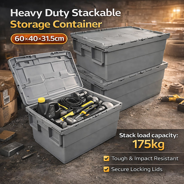 Heavy Duty Stackable Plastic Storage Box Container Warehouse Moving Tote Bin
