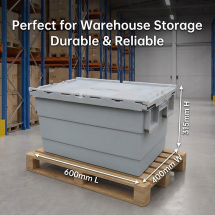 Heavy Duty Stackable Plastic Storage Box Container Warehouse Moving Tote Bin