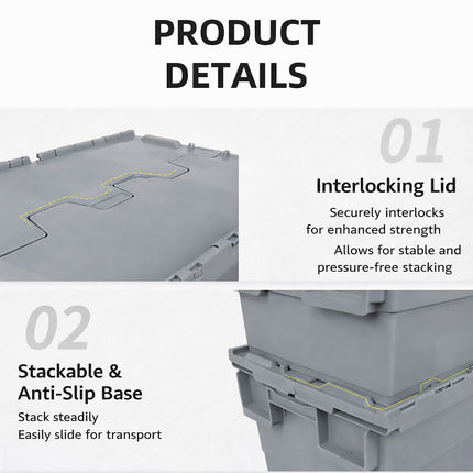 Heavy Duty Stackable Plastic Storage Box Container Warehouse Moving Tote Bin