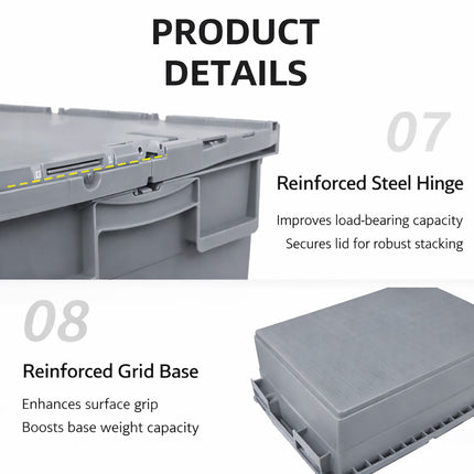 Heavy Duty Stackable Plastic Storage Box Container Warehouse Moving Tote Bin