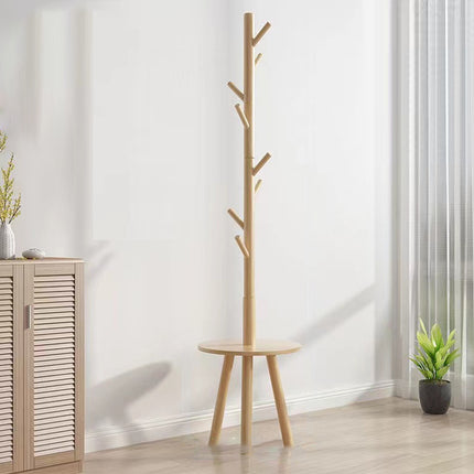 Floor-Standing Wooden Coat Rack with 8 Hooks Durable for Bedroom Entryway Use