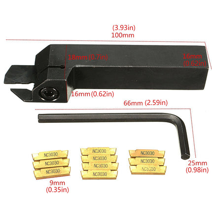 MGEHR1616-2 Lathe Tool Holder with 10pcs MGMN200-G Gold Carbide Inserts