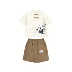 Boys Short Sleeve Panda Print Summer Cotton Outfit Casual Two Piece Set