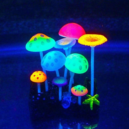 9pcs Simulation Mushroom Fish Tank Decor Fake Plants Aquarium Ornament Set