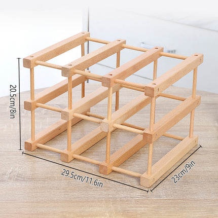 Wine Rack Wooden Storage Stand 9 Bottle Timber Cellar Holder Organizer Shelf