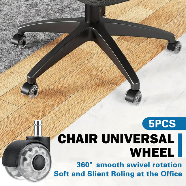 5PCS Silent Office Chair Caster Wheels Transparent Double Roller Replacement Set