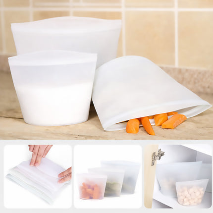 3Pcs Food-Grade Silicone Storage Bags With Zip Seal Reusable Freezer Pouch Use