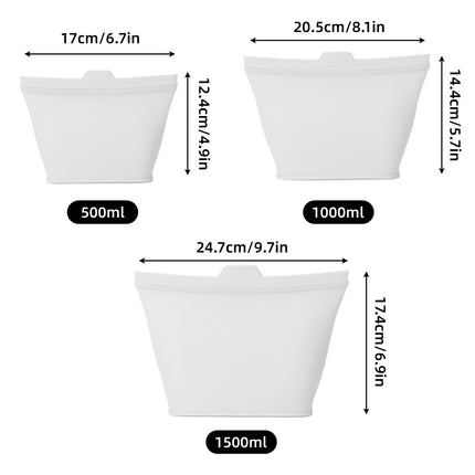 3Pcs Food-Grade Silicone Storage Bags With Zip Seal Reusable Freezer Pouch Use
