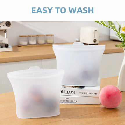 3Pcs Food-Grade Silicone Storage Bags With Zip Seal Reusable Freezer Pouch Use