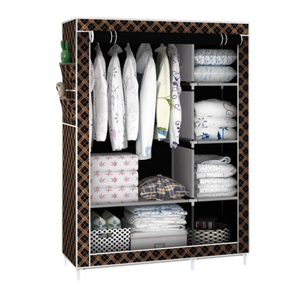 Simple Steel Frame Wardrobe Sturdy Dust-Proof for Clothes Hat Coat Storage Use