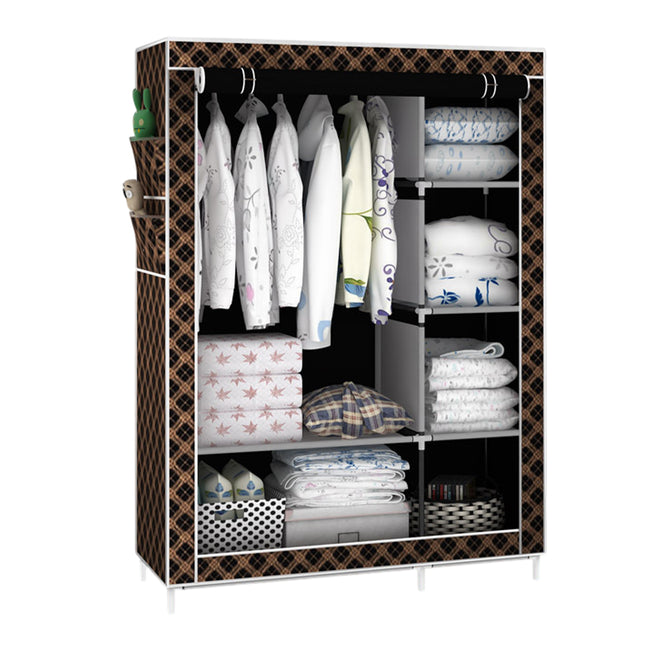 Simple Steel Frame Wardrobe Sturdy Dust-Proof for Clothes Hat Coat Storage Use
