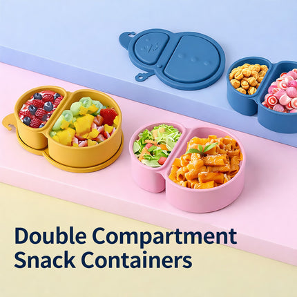 5Pcs Kids Double Compartment Snack Container Portable Snack Boxes with Lids