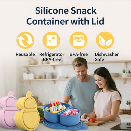 5Pcs Kids Double Compartment Snack Container Portable Snack Boxes with Lids