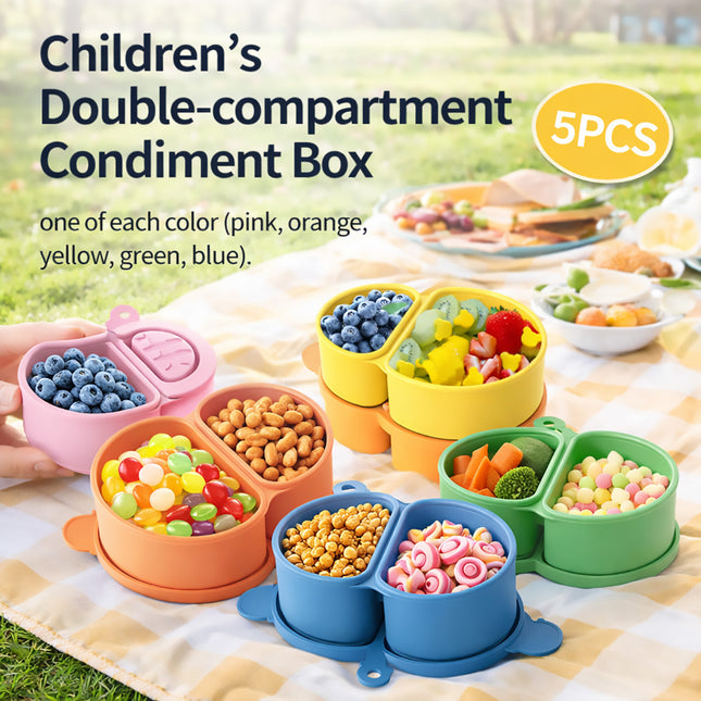 5Pcs Kids Double Compartment Snack Container Portable Snack Boxes with Lids