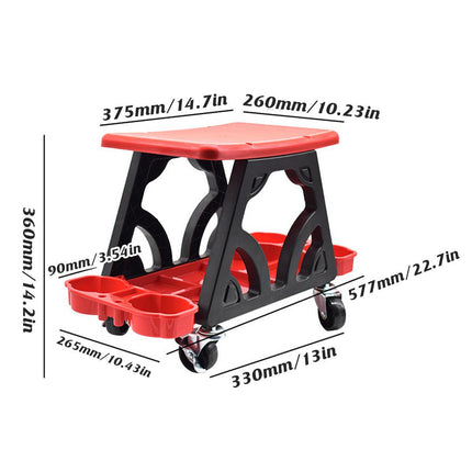 Heavy Duty Car Detailing Stool Chair Auto Workshop Bench with Storage Tray Seat