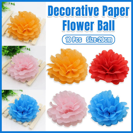 Decorative Paper Flower Balls 10pcs Party Hanging Pom Pom Wedding Event Decor