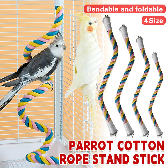 U Shaped Parrot Cotton Rope Climbing Toy Perch Stand for Bird Cage