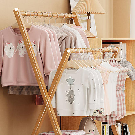Folding Clothes Hanger Indoor Floor Bedroom Garment Rack Simple Hanging Stand