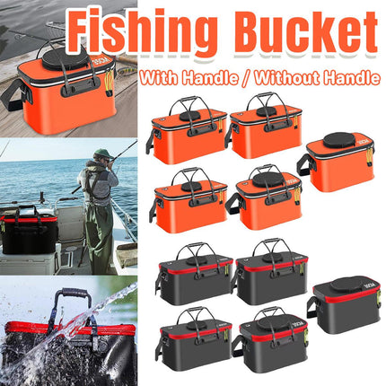 Portable Folding EVA Fishing Bucket Multi Use Live Fish Container with Strap