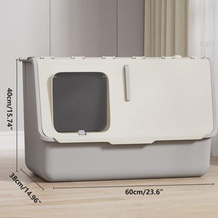 Large Fully Enclosed Cat Litter Box with Lid Odor Control Litter Pan for Cats