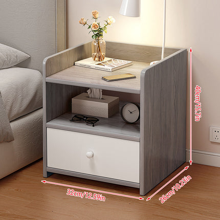 Nightstand Bedroom Side Cabinet Double Lockable Drawer Storage Bedside Cabinet