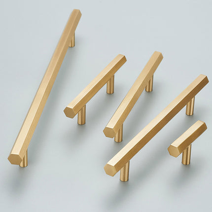 Gold Wardrobe Door Handle Modern Simple Hexagonal Long Pull for Cabinet Drawer