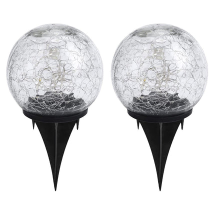 2PCS Solar Cracked Ball Garden Lights Outdoor Decor Glowing Landscape Lanterns