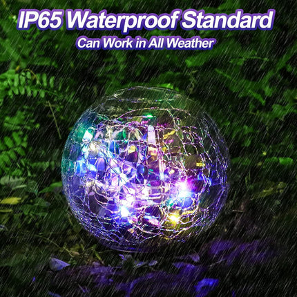 2PCS Solar Cracked Ball Garden Lights Outdoor Decor Glowing Landscape Lanterns