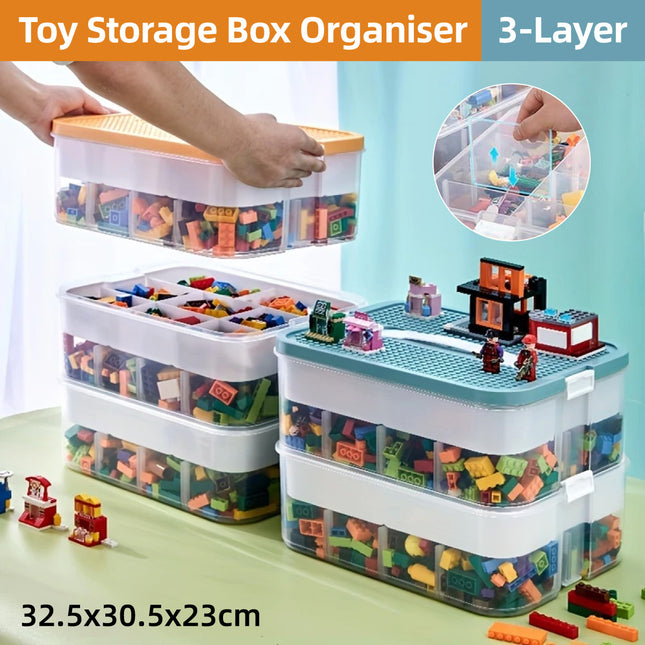 3Layer Storage Box Large Capacity Toy Organizer Building Block Storage Container