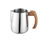 Milk Frothing Pitcher Stainless Steel 600ml/900ml with Wooden Handle Inner Scale