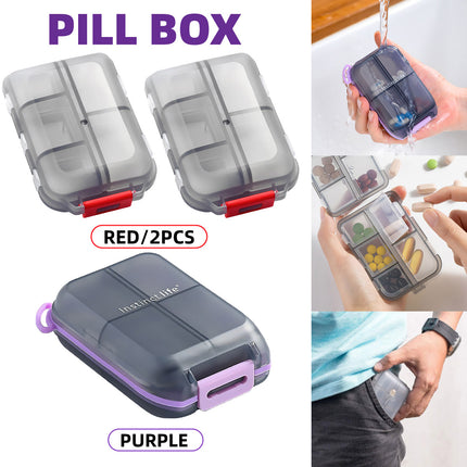 Small Pill Case Vitamin Holder Container 6/10Compartments Double Layer Holder