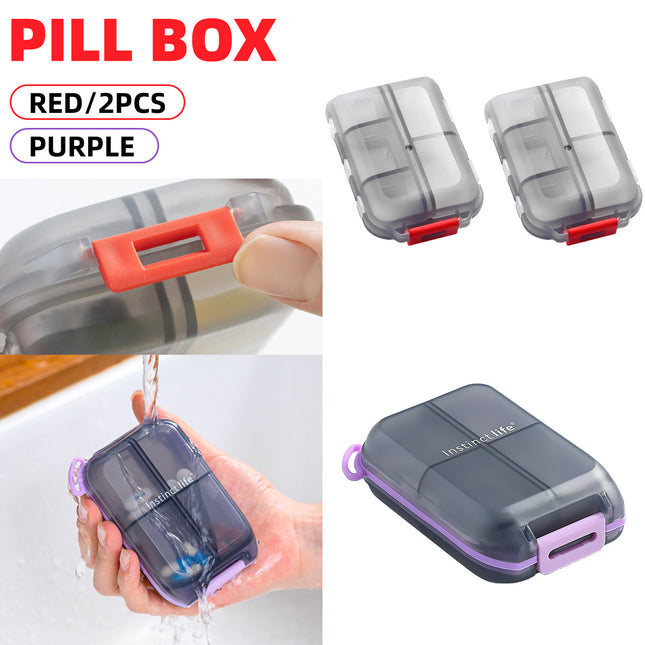 Small Pill Case Vitamin Holder Container 6/10Compartments Double Layer Holder