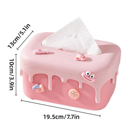 Cream Tissue Box Desktop Paper Holder Decorative Cardboard Napkin Storage Case