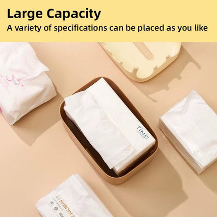 Cream Tissue Box Desktop Paper Holder Decorative Cardboard Napkin Storage Case