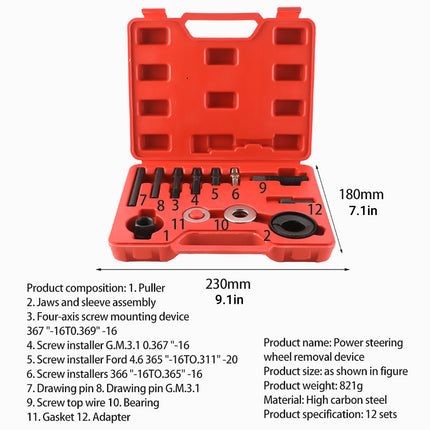 12PCS Power Steering Wheel Pulley Removal Tool Professional Automotive Repair