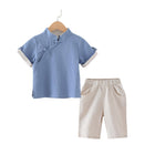 Boys Chinese Traditional Hanfu Outfit Summer Cotton Linen Set Tang Suit