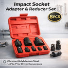 8Pcs Impact Socket Adapter and Reducer Set Conversion Ratchet Spanner Kit