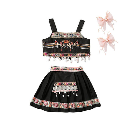 Girl National Hanfu Suit Summer Dress Sling Skirt Two-Piece Clothes