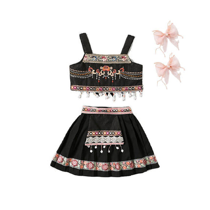 Girl National Hanfu Suit Summer Dress Sling Skirt Two-Piece Clothes