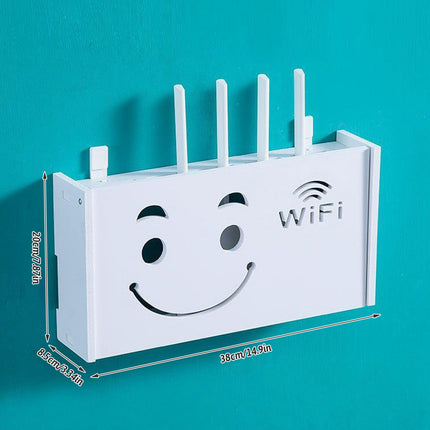 No Drill Wall Mounted Router Storage Box Cable Organizer for WiFi Router Use