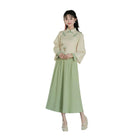 New Chinese Embroidery Green Hanfu Two-Piece Set Autumn Winter Coil Buckle Daily