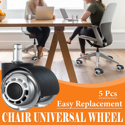 5PCS Silent Office Chair Caster Wheels Transparent Double Roller Replacement Set