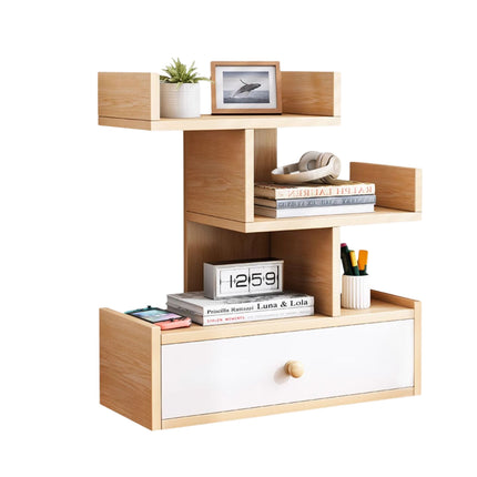Multi Layer Storage Shelf Bookcase with Drawers Home Office Sturdy Space Saving