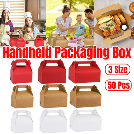 50pcs Portable Pastry Box Bakery Cake Box Takeaway Packing Boxes for Pastries
