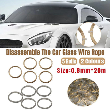 5 Rolls Automotive Glass Removal Tools Steel Wire Rope Disassembling Kit
