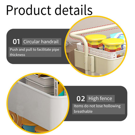3Tier Trolley Shelf Organiser with Wheels Removable Storage Cart for Home Office