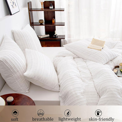 Bedding Set 3PCS Quilt Cover Pillowcase Soft Microfiber Queen Size Bedroom Decor