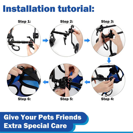 Pet Wheelchair Mobility Cart for Elderly Disabled Dog Walking Assistance Fixed