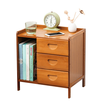 Bamboo Bedside Table with Drawer Sturdy Storage Organizer for Home Bedroom Use